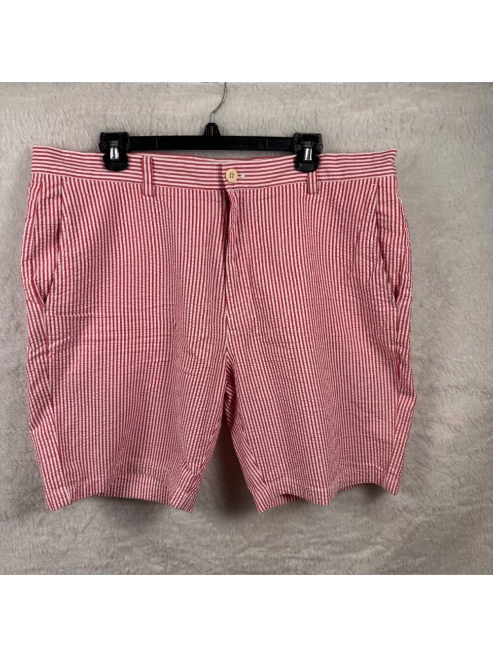 Vineyard Vines Mens Size 38 Red & White seersucker Striped Cotton Shorts preppy